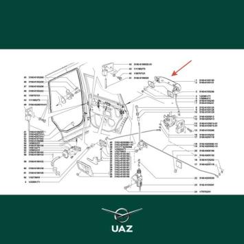deurgreep portier rechts - UB1677